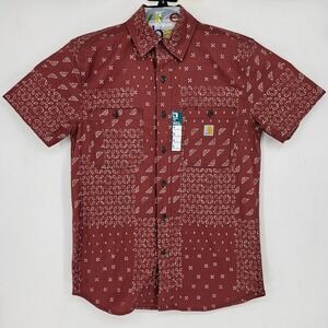 Carhartt Shirt‎ Mens Small Short Sleeve Rugged Flex Workwear Relaxed Geometric